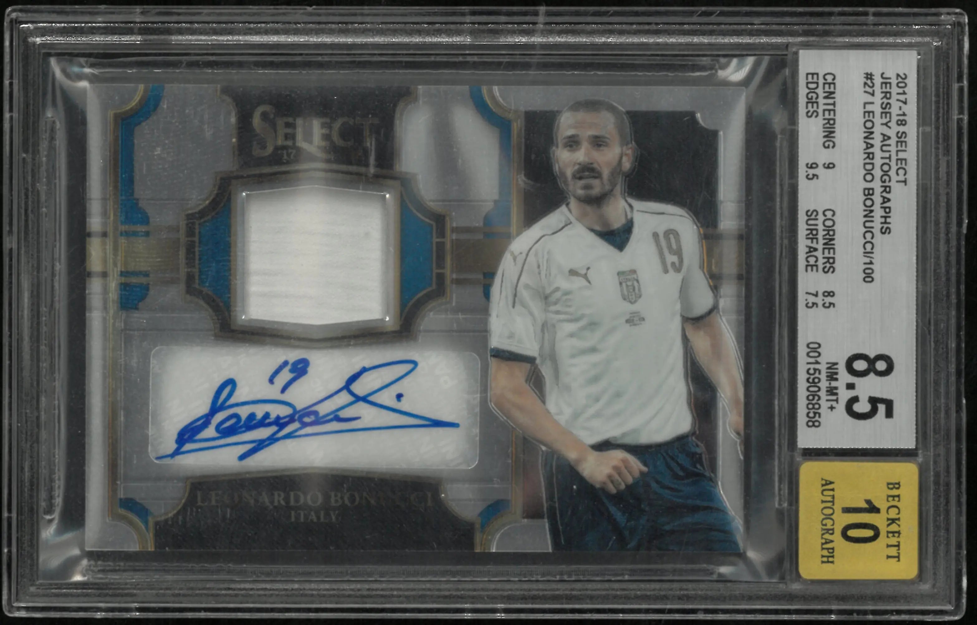 Leonardo Bonucci /100 BGS 8.5 Auto 10 Autograph 2017-18 Select Jersey 