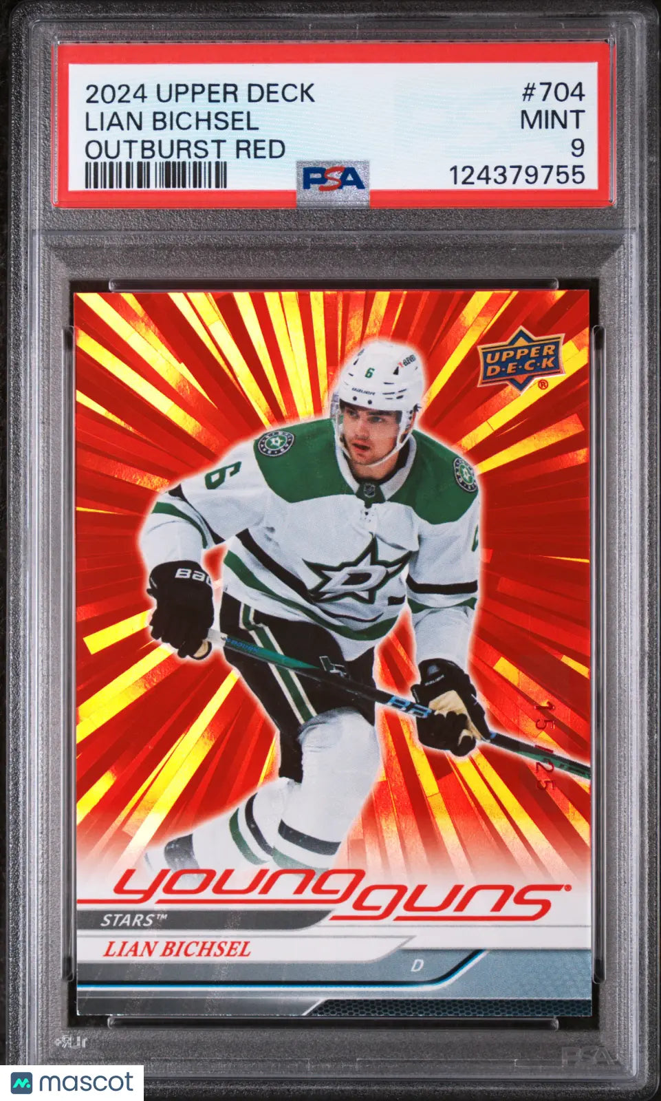 Lian Bichsel Young Guns Outburst Red /25 PSA 9 UD Upper Deck 2024-25 24-25 