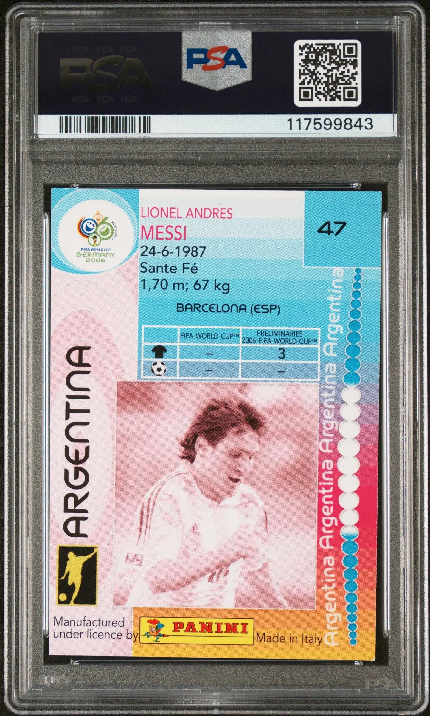 Lionel Messi 2006 Panini World Cup Germany #47 PSA 8 