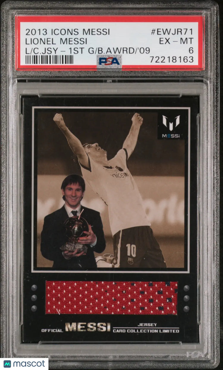 Lionel Messi Jersey PSA 6 OFFICIAL 2013 Icons 1st Golden Ball Ballon D'Or 