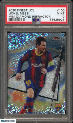 Lionel Messi PSA 9 /125 2020-21 Finest UCL Topps Mini Diamond Refractor #100 