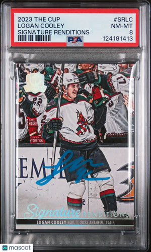 Logan Cooley Auto PSA 8 Signature Renditions RC Rookie 2023-24 23-24 UD The Cup 