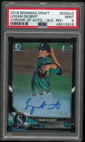 Logan Gilbert 1st AUTO RC PSA 9 Rookie 2018 Bowman Draft Chrome 