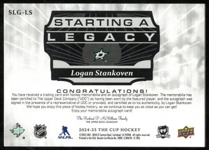 Logan Stankoven /35 Patch Auto Starting a Legacy UD Cup 2024-25 