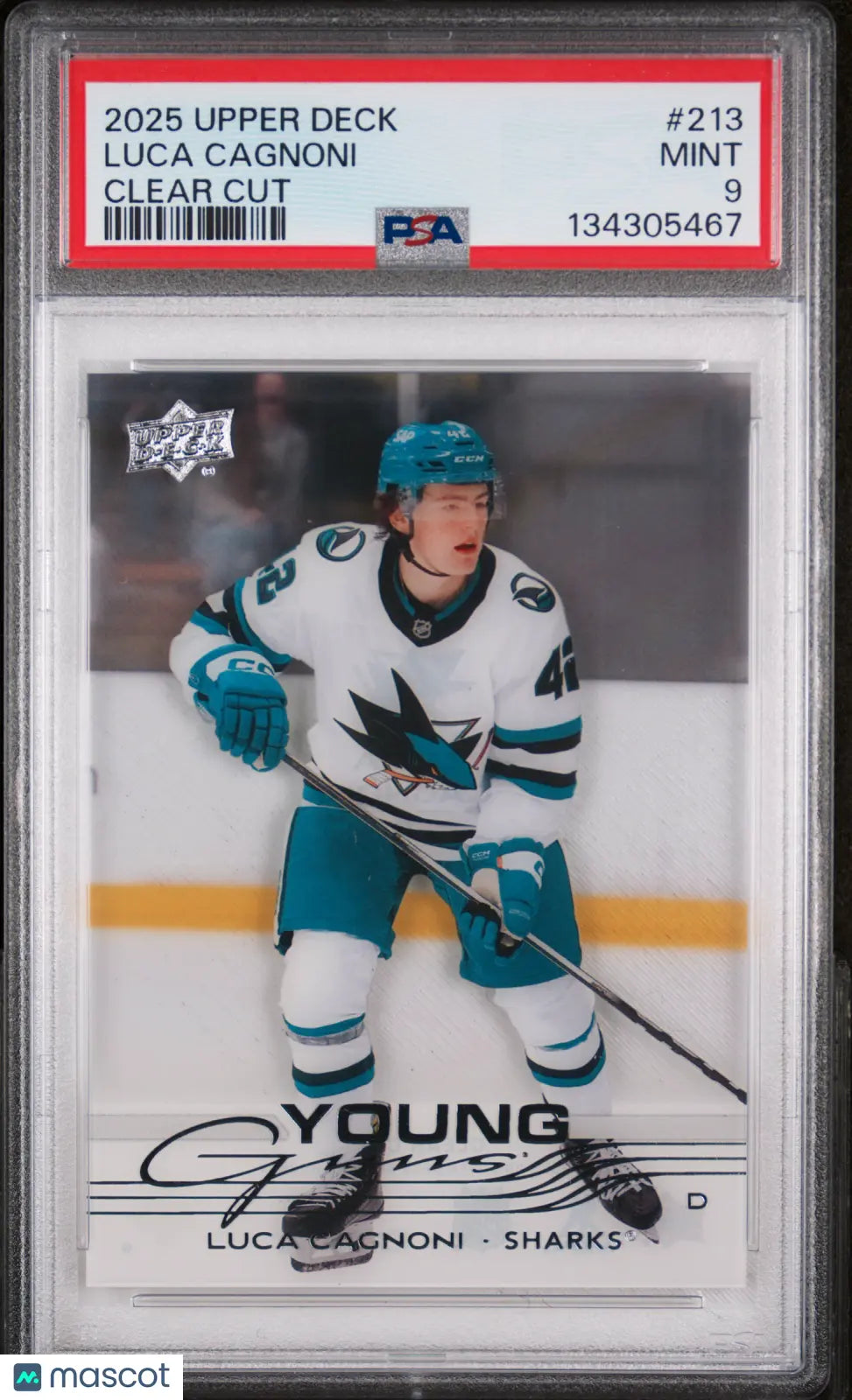 Luca Cagnoni Clear Cut Young Guns RC Rookie PSA 9 2025-26 Upper Deck UD 