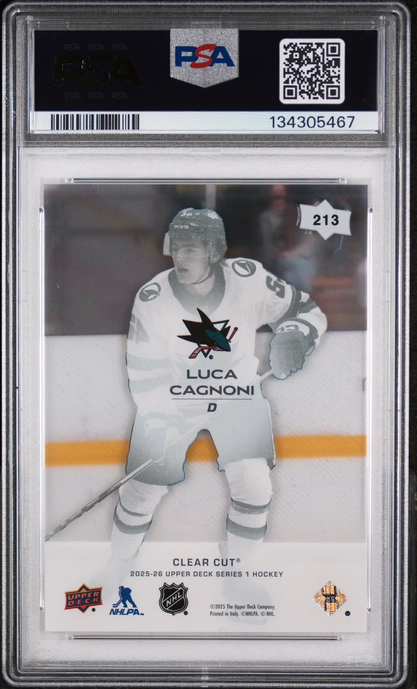 Luca Cagnoni Clear Cut Young Guns RC Rookie PSA 9 2025-26 Upper Deck UD 
