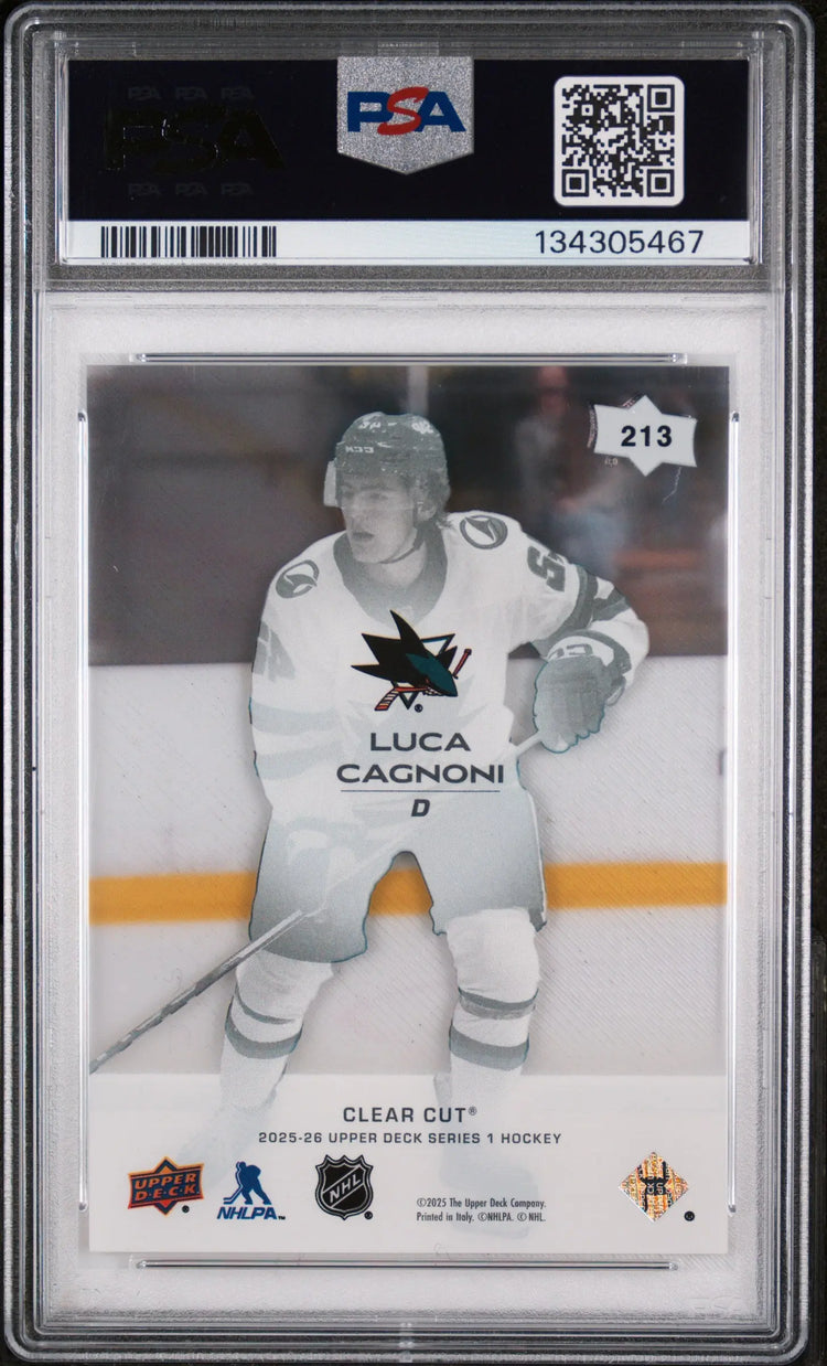 Luca Cagnoni Clear Cut Young Guns RC Rookie PSA 9 2025-26 Upper Deck UD 