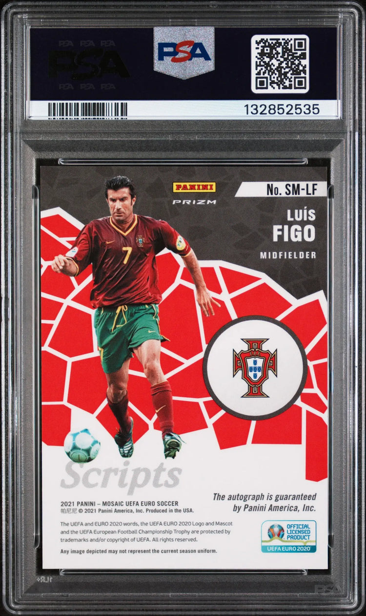 Luis Figo Scripts Mosaic PSA 10 Auto 2020-21 UEFA Euro 2020 Autograph 