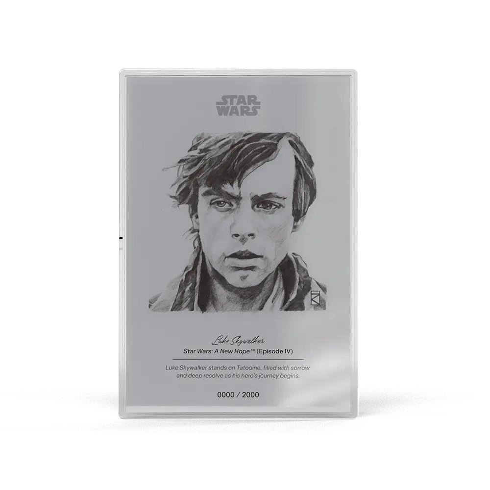 Luke Skywalker Sketch Art Silver Foil 