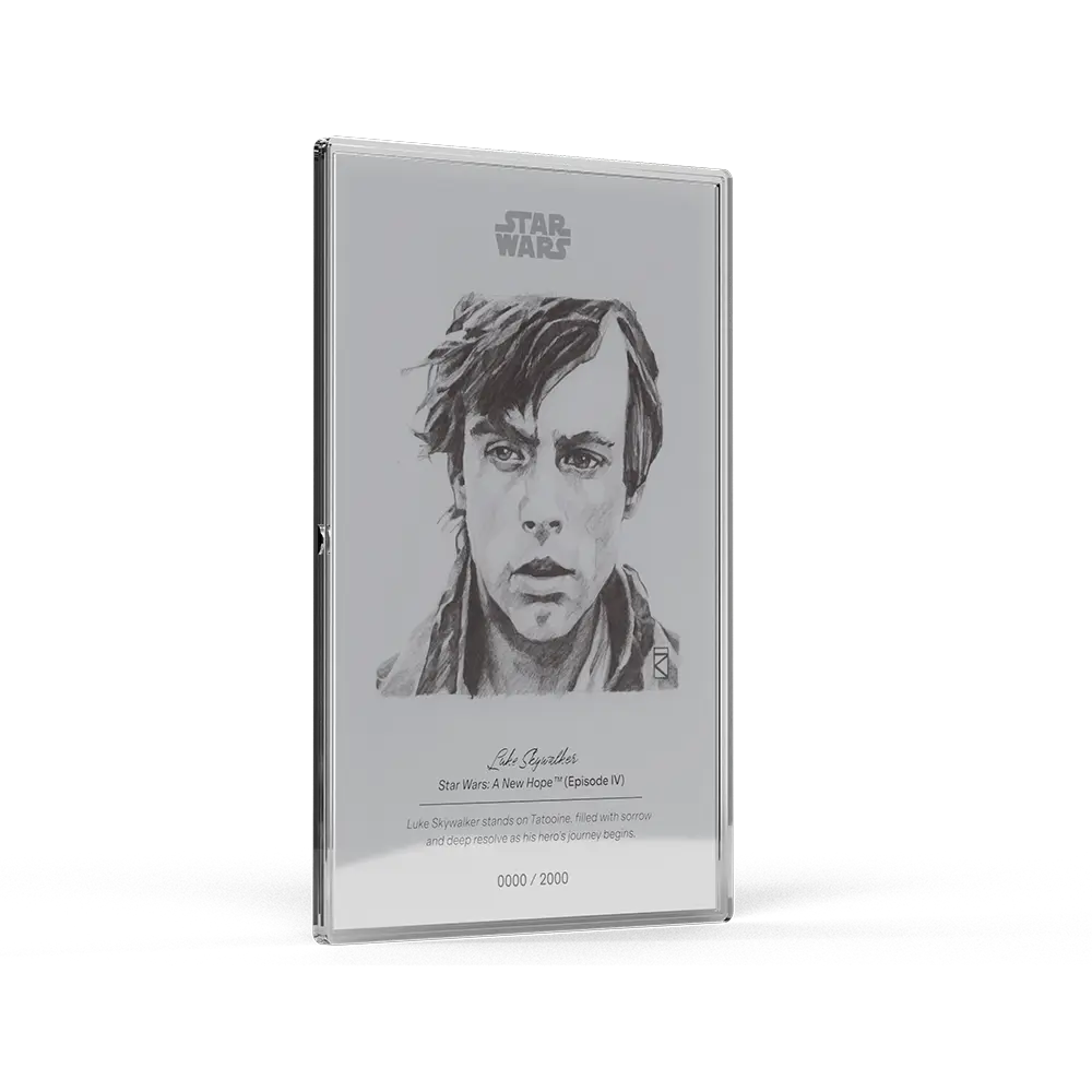 Luke Skywalker Sketch Art Silver Foil 