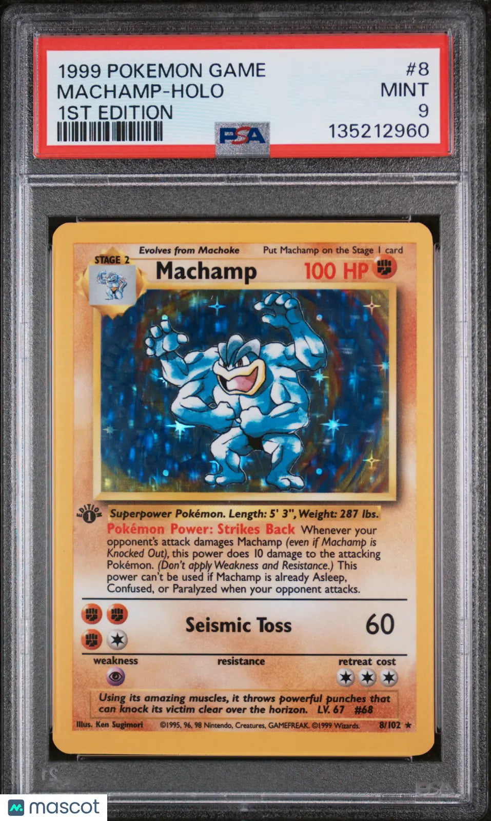 Machamp Holo 1st Edition PSA 9 8/102 1999 Pokemon Game