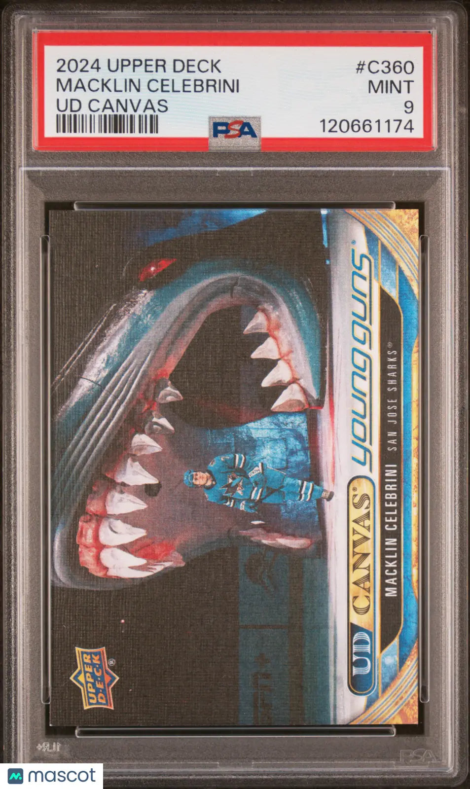 Macklin Celebrini PSA 9 RC Rookie Canvas Young Guns 2024-25 24-25 