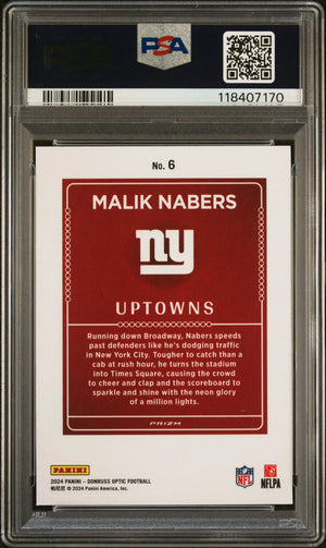 Malik Nabers PSA 10 UPTOWNS 2024 Donruss Optic #6 RC Rookie GIANTS 