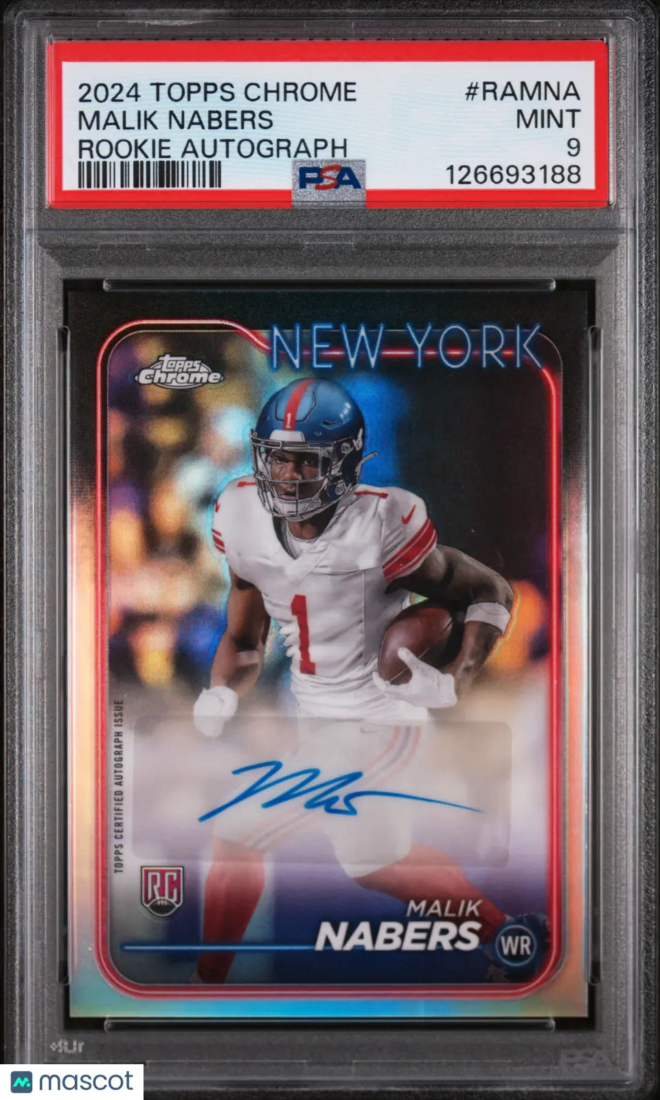 Malik Nabers PSA 9 2024 Topps Chrome Rookie Autograph Variations Auto RC 