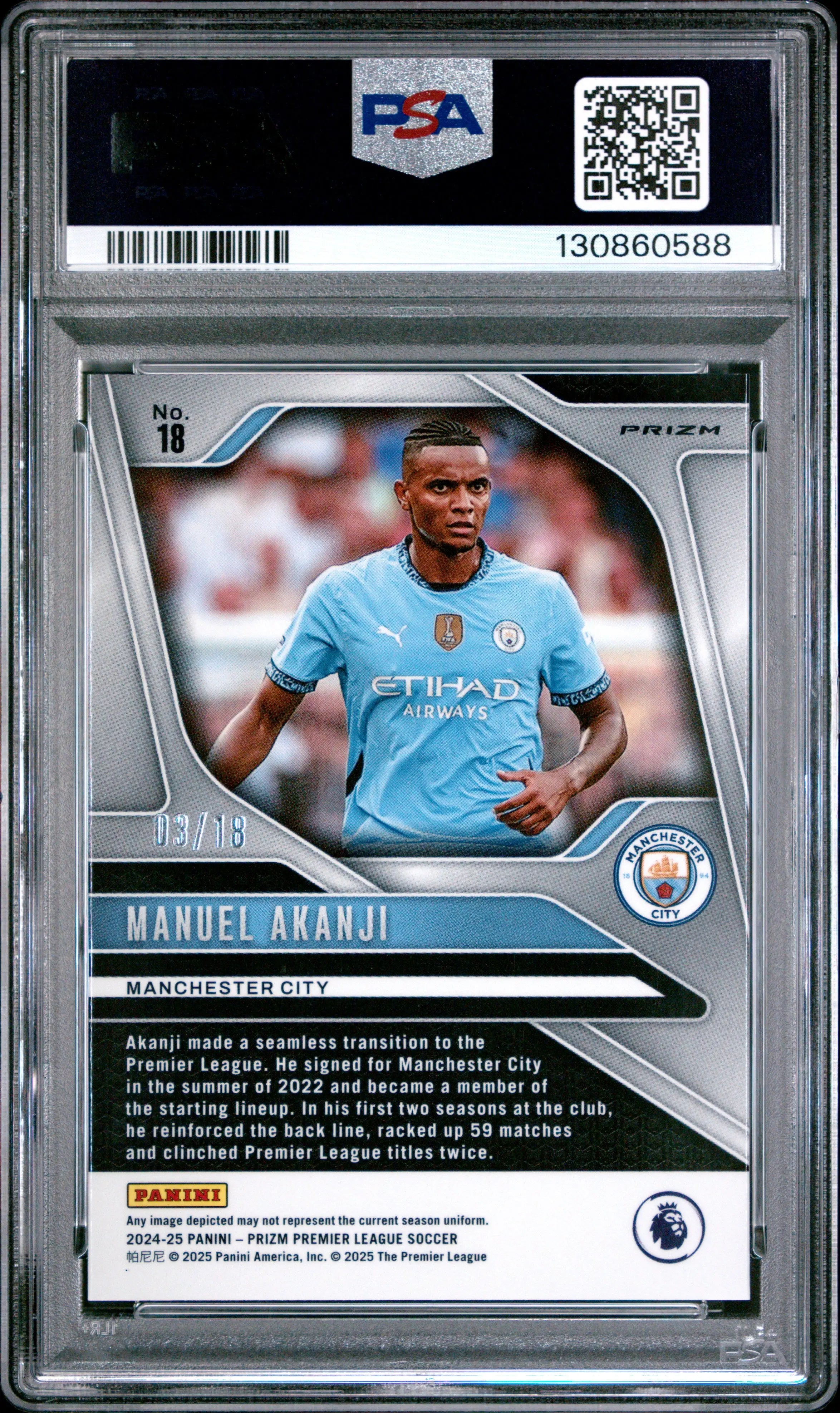 Manuel Akanji /18 PSA 9 Lotus Flower 2024-25 Prizm Premier League 