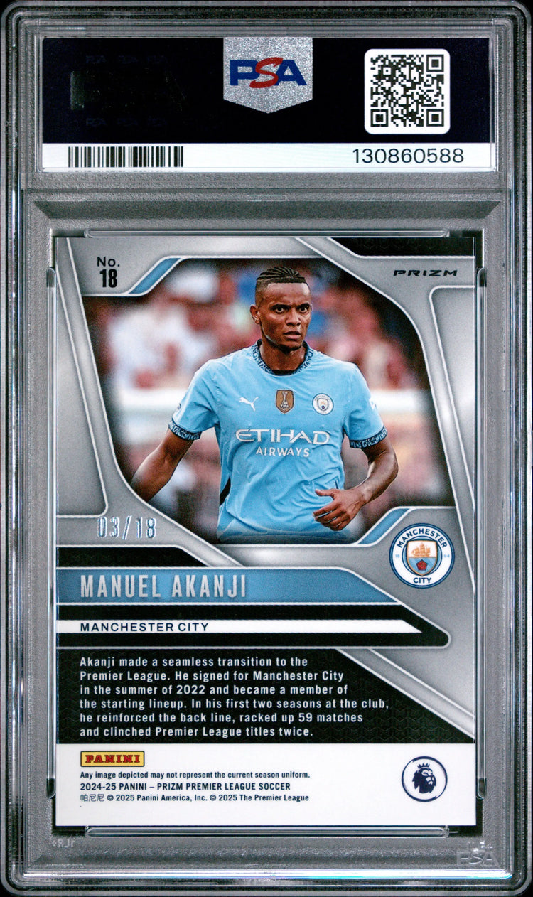 Manuel Akanji /18 PSA 9 Lotus Flower 2024-25 Prizm Premier League 
