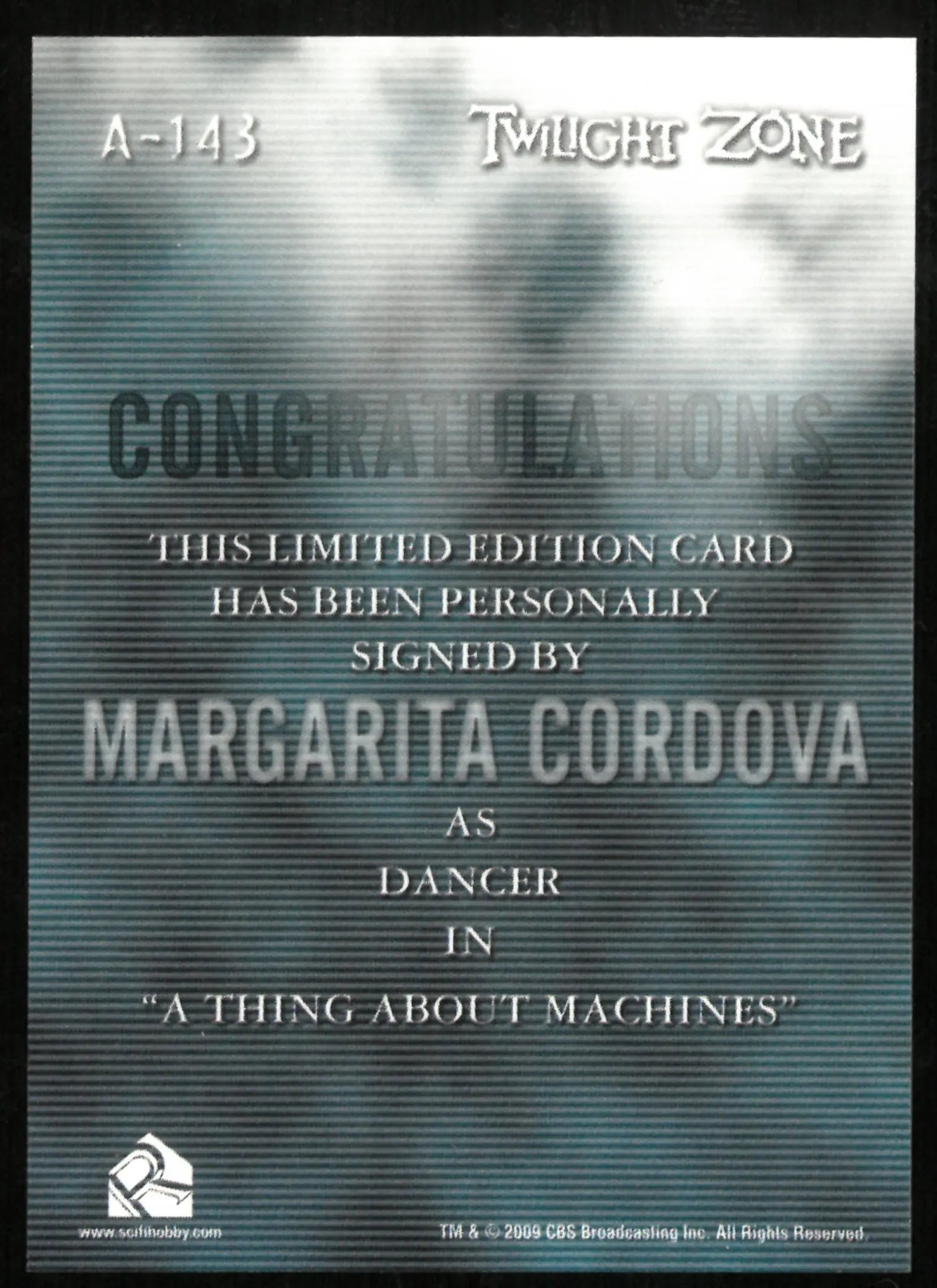 Margarita Cordova as Danger Twilight Zone Auto Autograph #A-143 