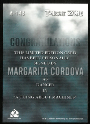 Margarita Cordova as Danger Twilight Zone Auto Autograph #A-143 