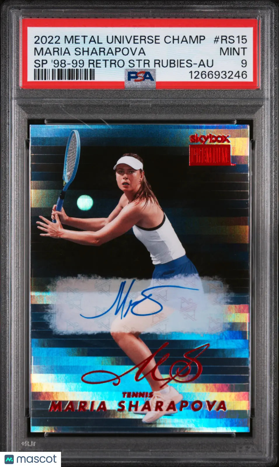 Maria Sharapova 2022 Metal Universe Auto PSA 9 Autograph Champions Rubies SP 
