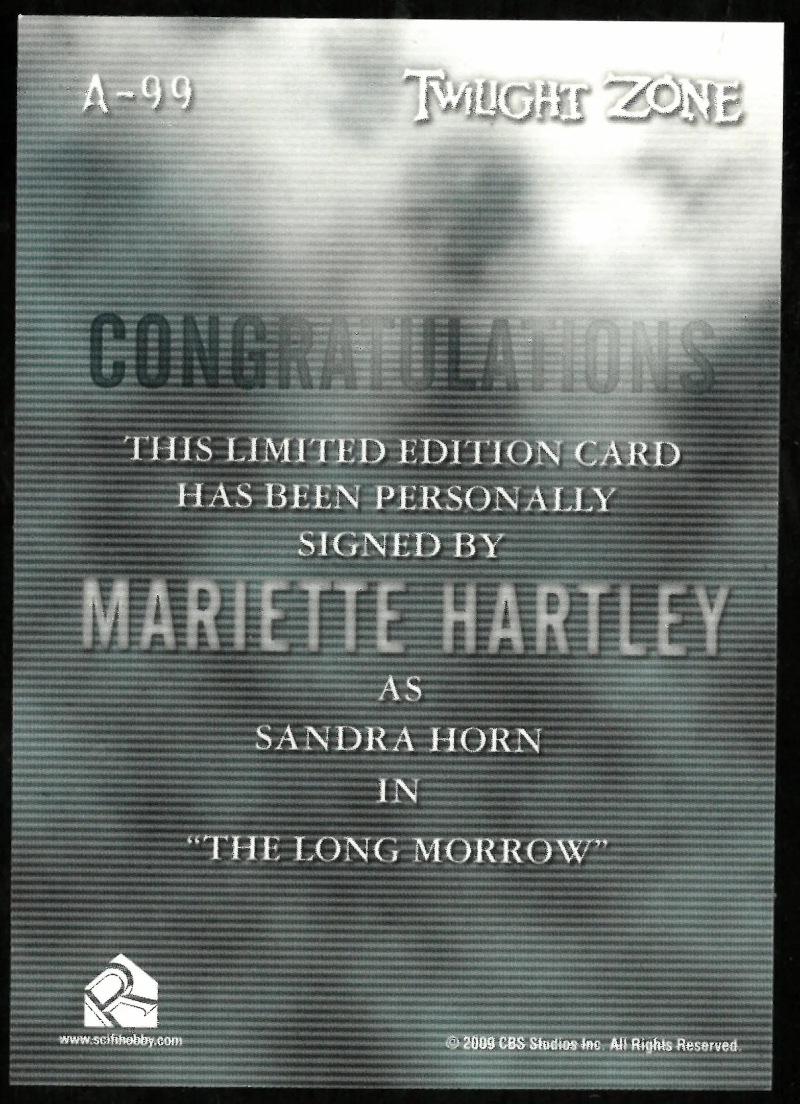 Mariette Hartley as Sandra Horn Twilight Zone Auto Autograph #A-99 