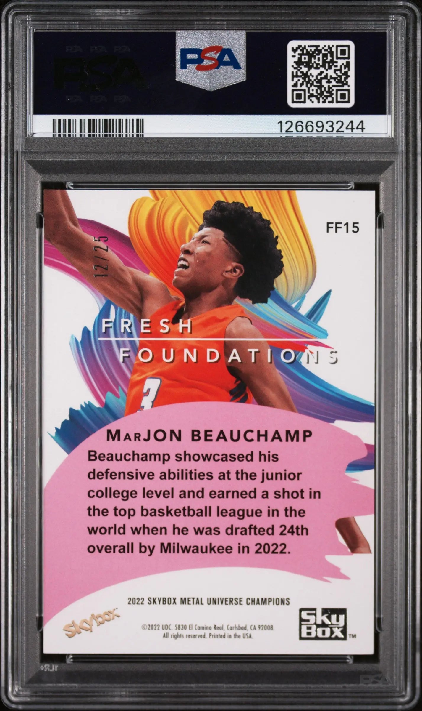 Marjon Beauchamp PSA 10 /25 Orange PMG 2022 Metal Universe Champions 