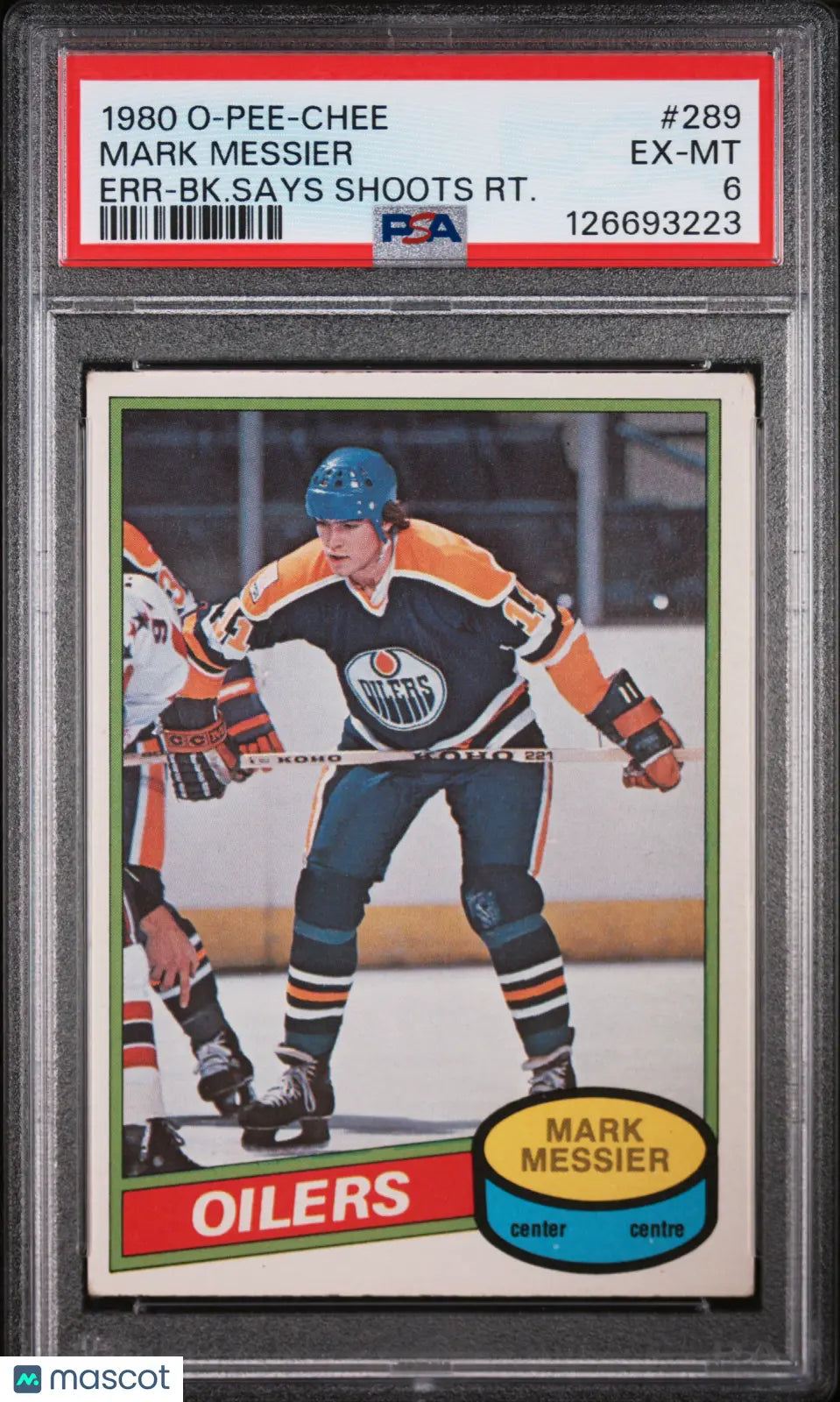 Mark Messier PSA 6 RC Rookie 1980-81 80-81 OPC O Pee Chee Error Back 