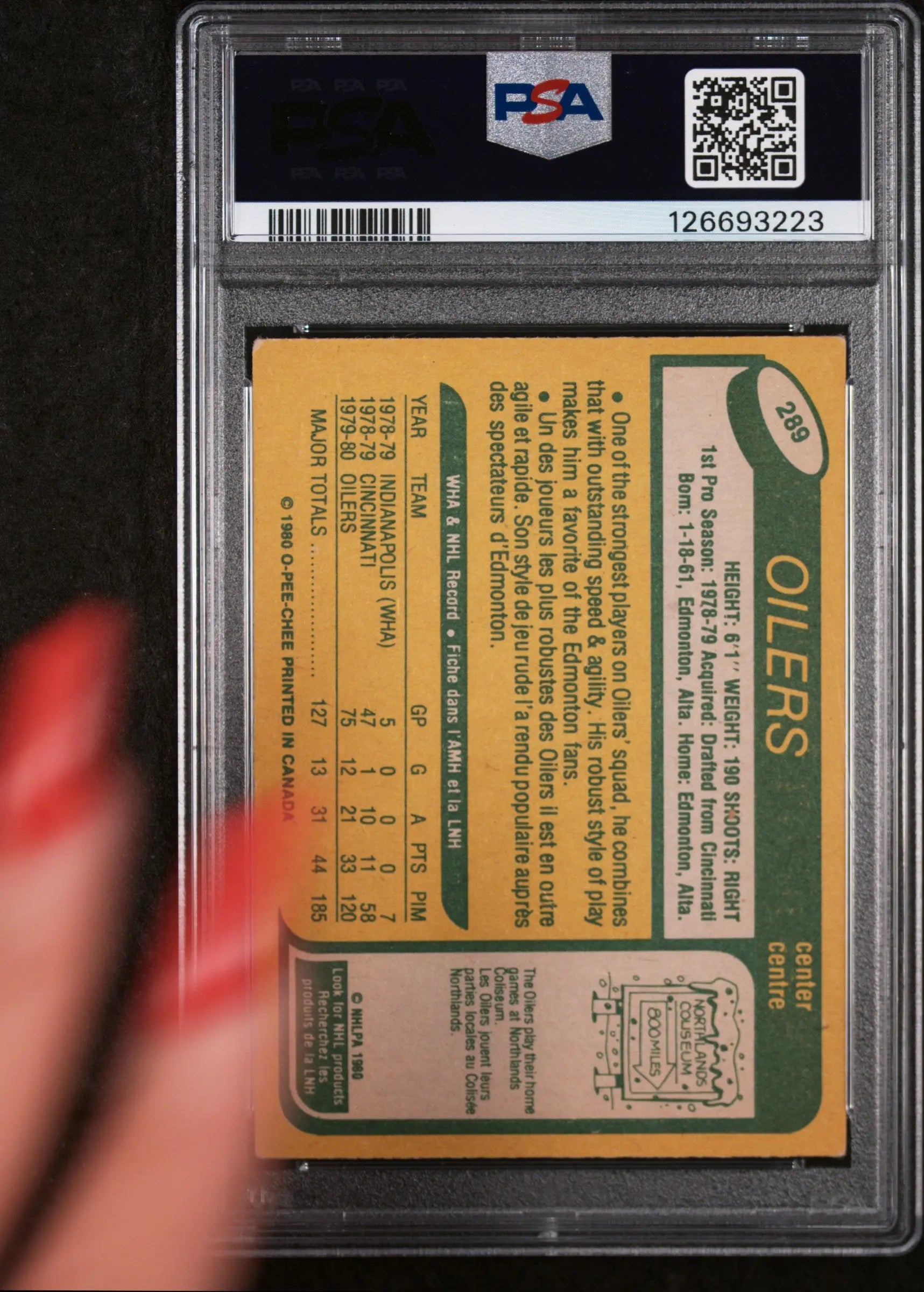 Mark Messier PSA 6 RC Rookie 1980-81 80-81 OPC O Pee Chee Error Back 