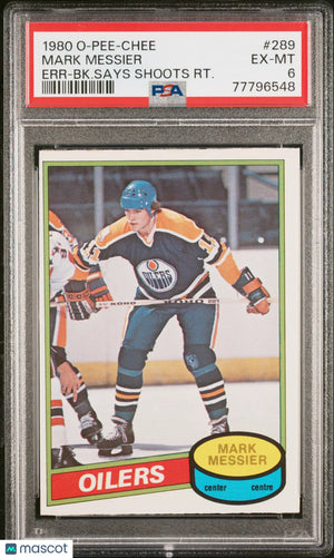 Mark Messier RC Rookie PSA 6 1980-81 80-81 O Pee Chee OPC Error Shoots Right 