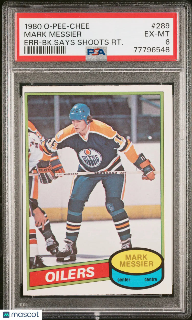 Mark Messier RC Rookie PSA 6 1980-81 80-81 O Pee Chee OPC Error Shoots Right 