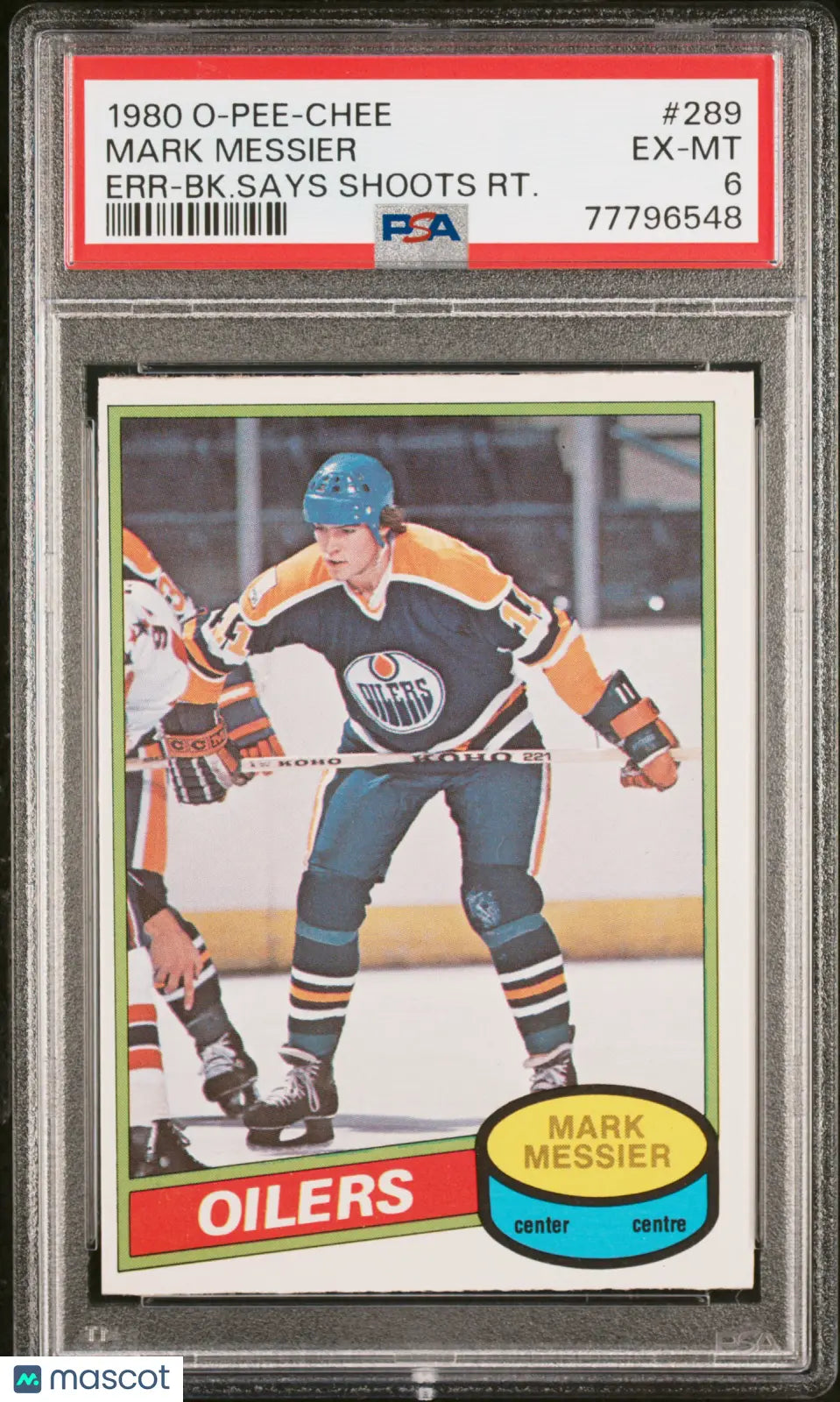 Mark Messier RC Rookie PSA 6 1980-81 80-81 O Pee Chee OPC Error Shoots Right 
