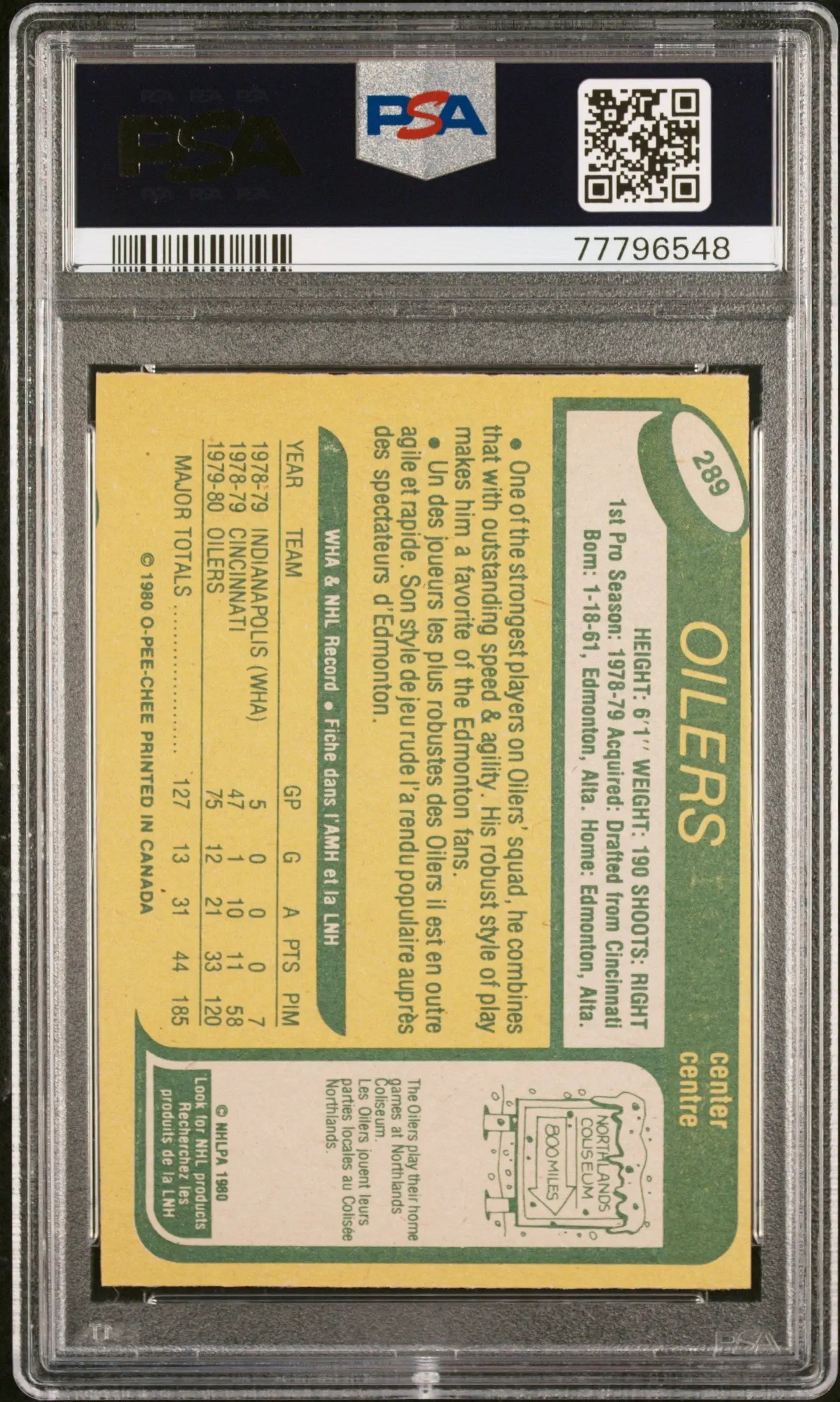 Mark Messier RC Rookie PSA 6 1980-81 80-81 O Pee Chee OPC Error Shoots Right 