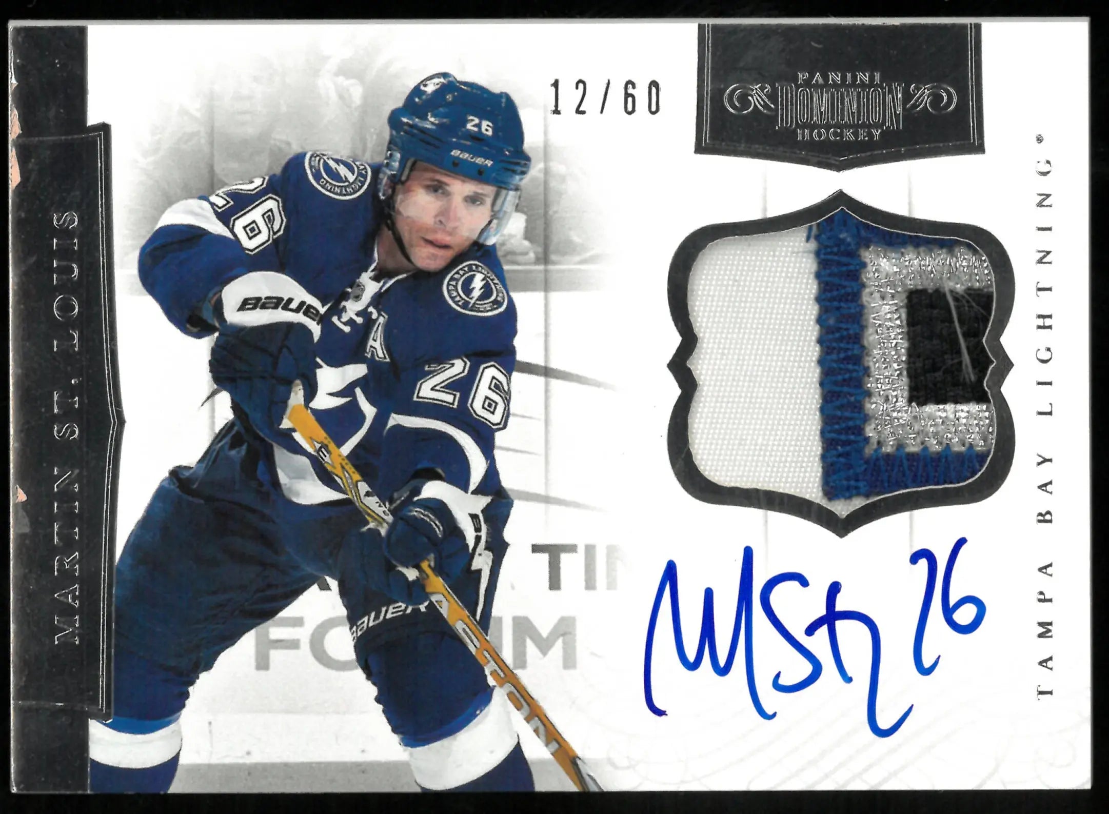 Martin St Louis /60 TOP PATCH Auto Dominion Panini 2011-12 