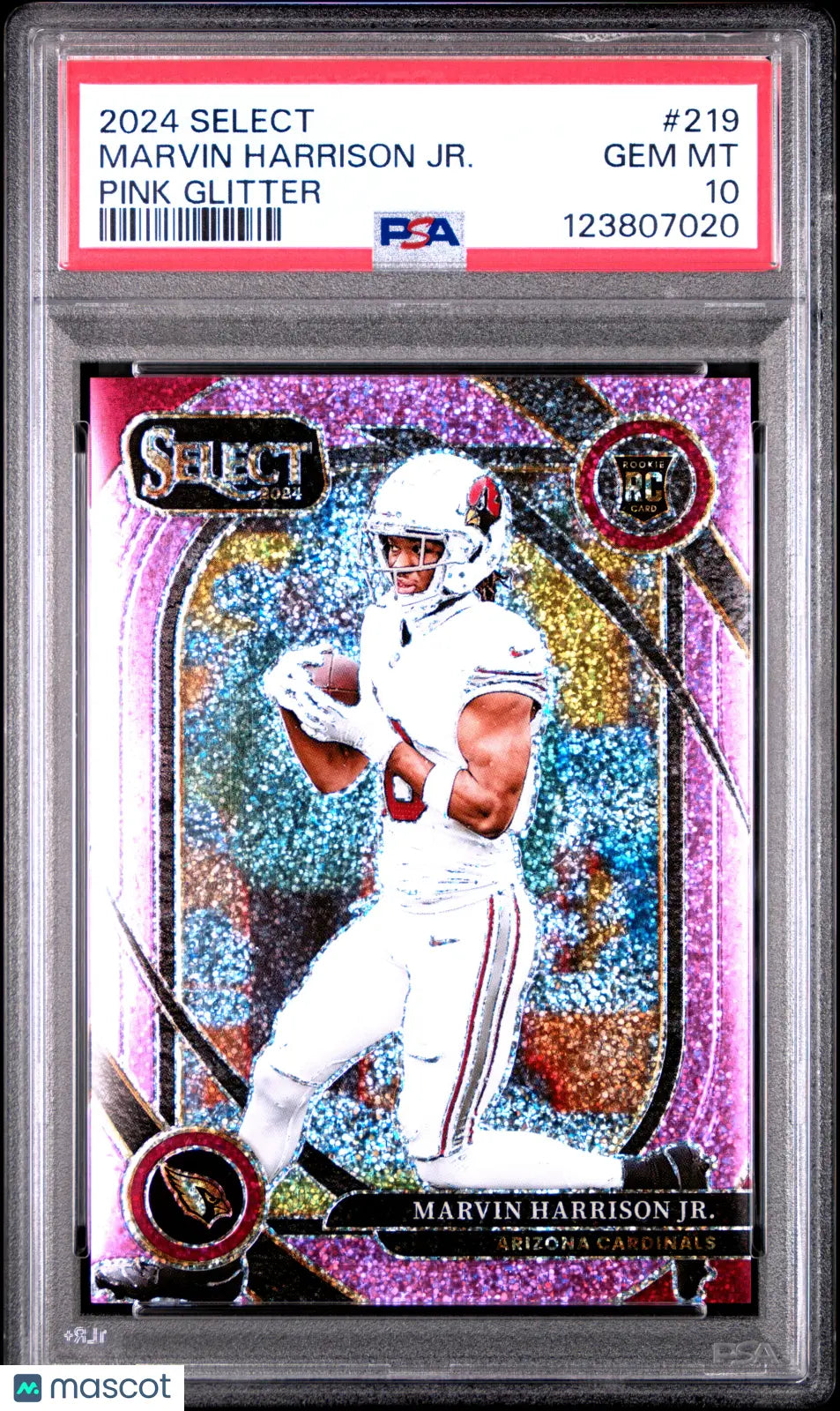 Marvin Harrison Jr RC Rookie PSA 10 Pink Glitter /15 9/15 2024 Select 