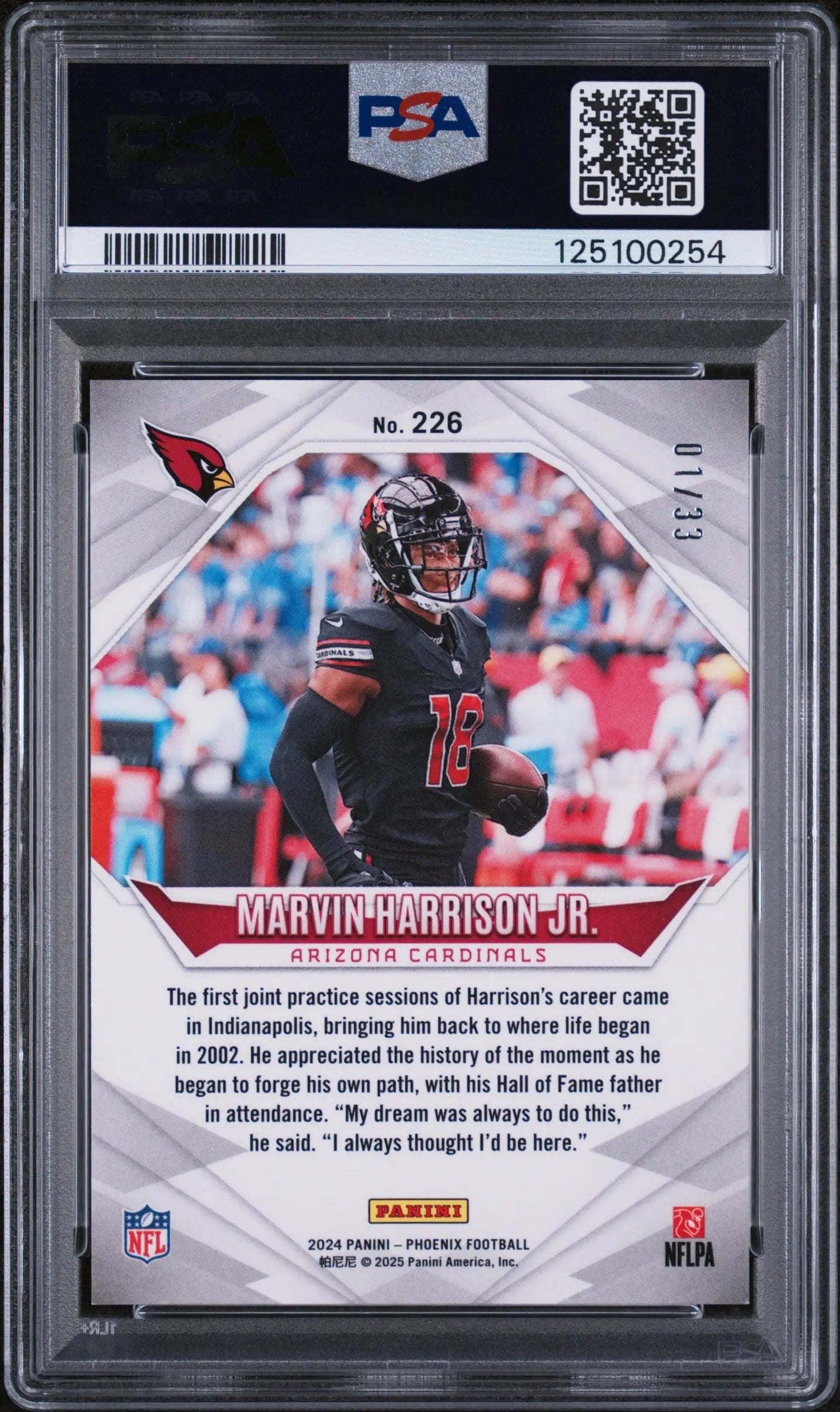 Marvin Harrison Jr. RC 01/33 Rookie Pandora PSA 9 2024 Panini Phoenix /33 