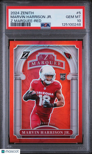 Marvin Harrison Jr. Red PSA 10 /49 2024 Panini Zenith Z Marquee RC Rookie 