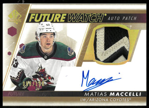 Matias Maccelli Future Watch Patch Auto /100 2022-23 UD Leafs 