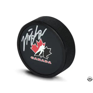 Matt Savoie Black Team Canada Logo Hockey Puck 