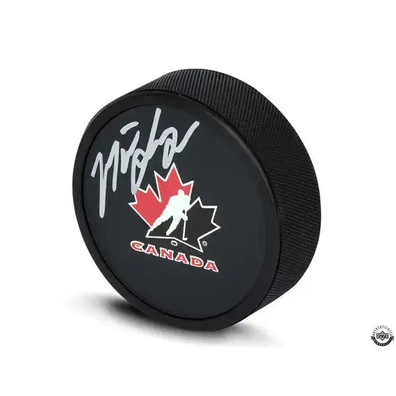 Matt Savoie Black Team Canada Logo Hockey Puck 