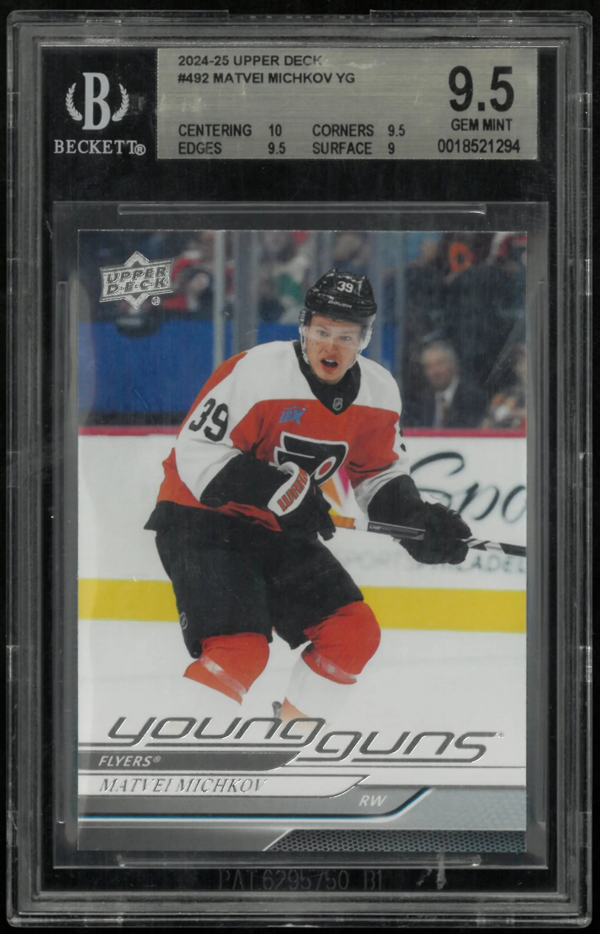 Matvei Michkov 2024-25 Young Guns RC Rookie UD Upper Deck BGS 9.5 GEM 