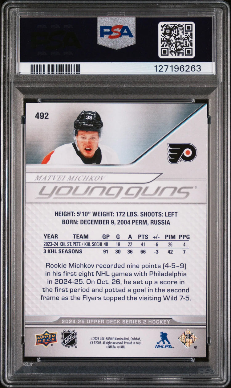 Matvei Michkov UD Young Guns PSA 9 2024-25 24-25 RC Rookie Upper Deck 