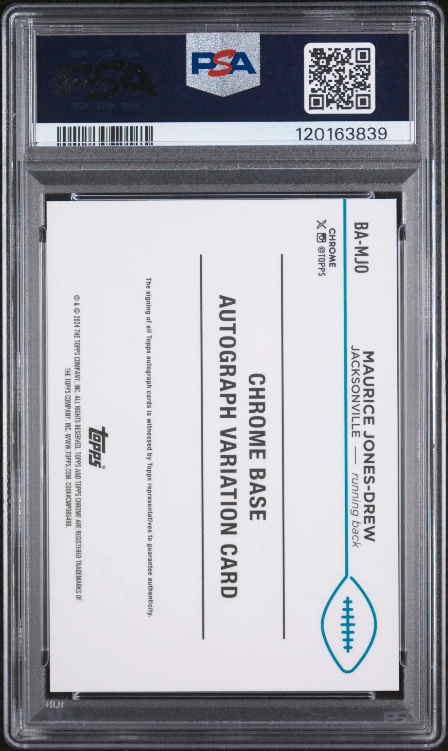 Maurice Jones-Drew Auto /150 PSA 10 Autograph 2024 Topps Chrome Variation 