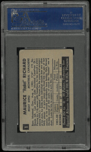 Maurice Rocket Richard 1952-53 Parkhurst 52-53 2nd Year PSA 1 