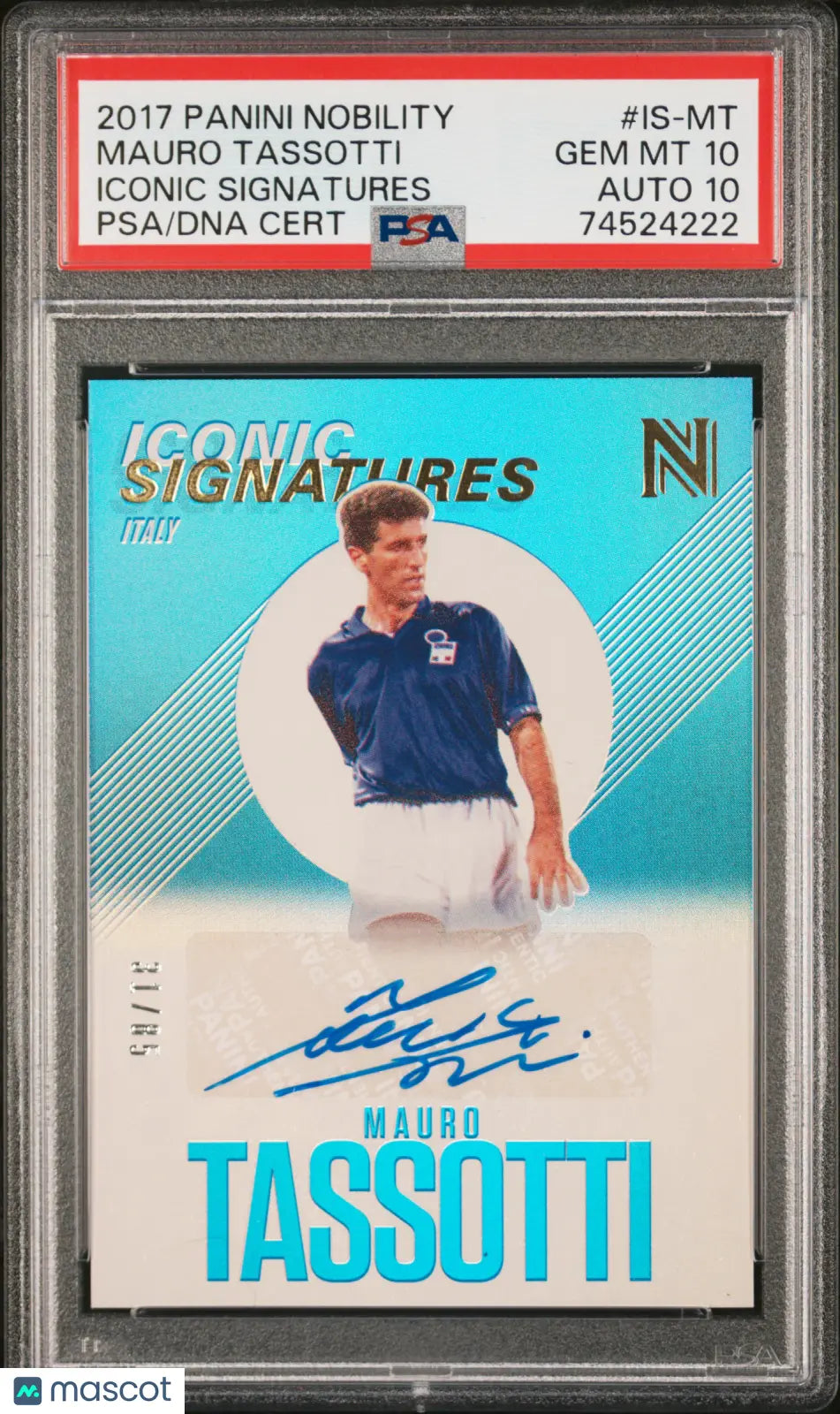 Mauro Tassotti #IS-MT PSA 10 Auto 10 /85 2017 Panini Nobility Iconic Signatures 