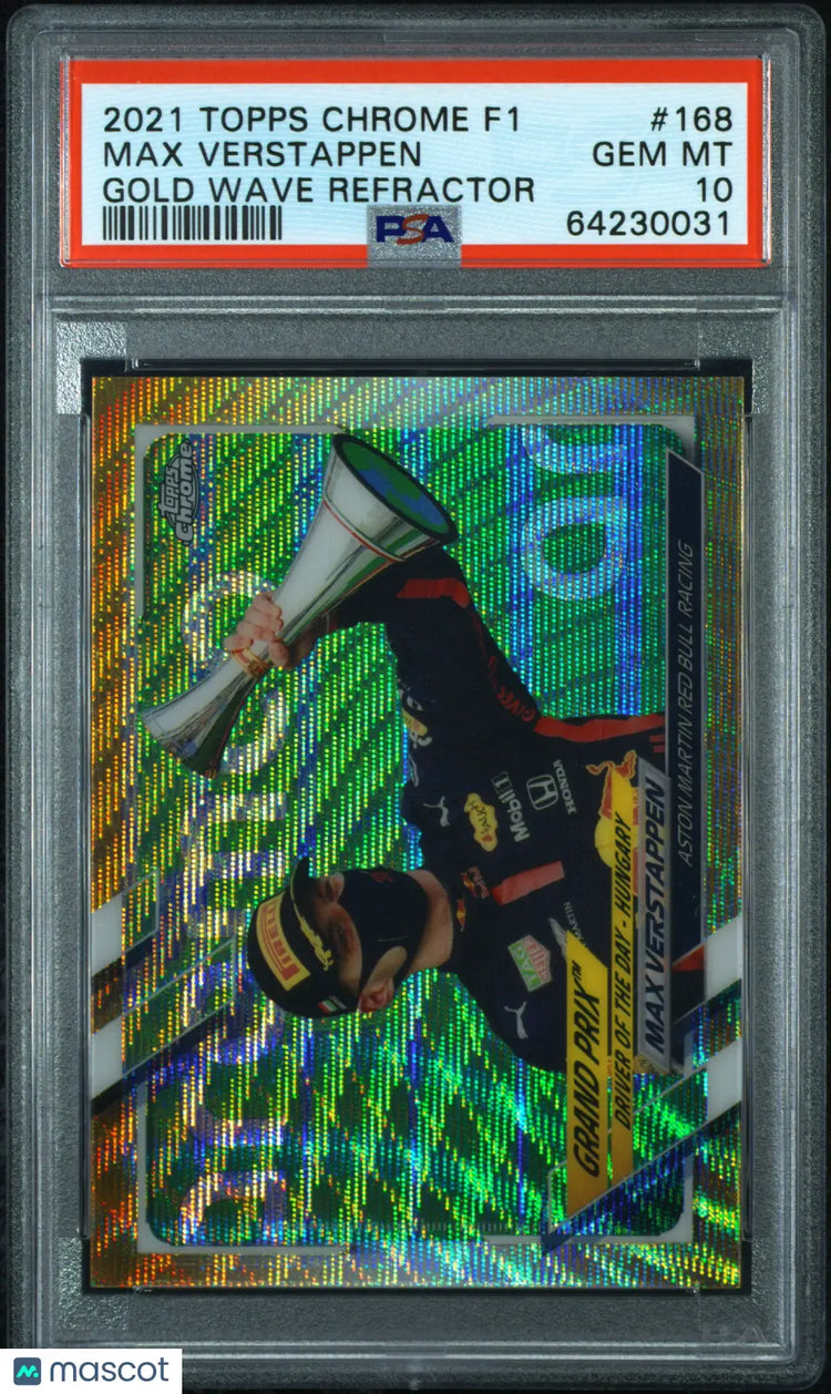 Max Verstappen #168 Gold Wave Refractor /50 PSA 10 2021 Topps Chrome F