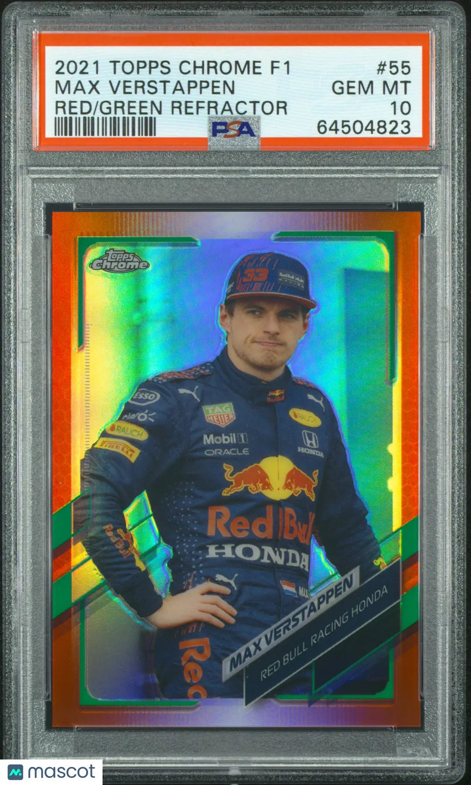 Max Verstappen #55 Red Green Refractor PSA 10 2021 Topps Chrome Formul