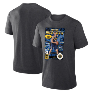 Men's Denver Nuggets Nikola Jokić Charcoal Topps Comic Court Tri-Blend T-Shirt 