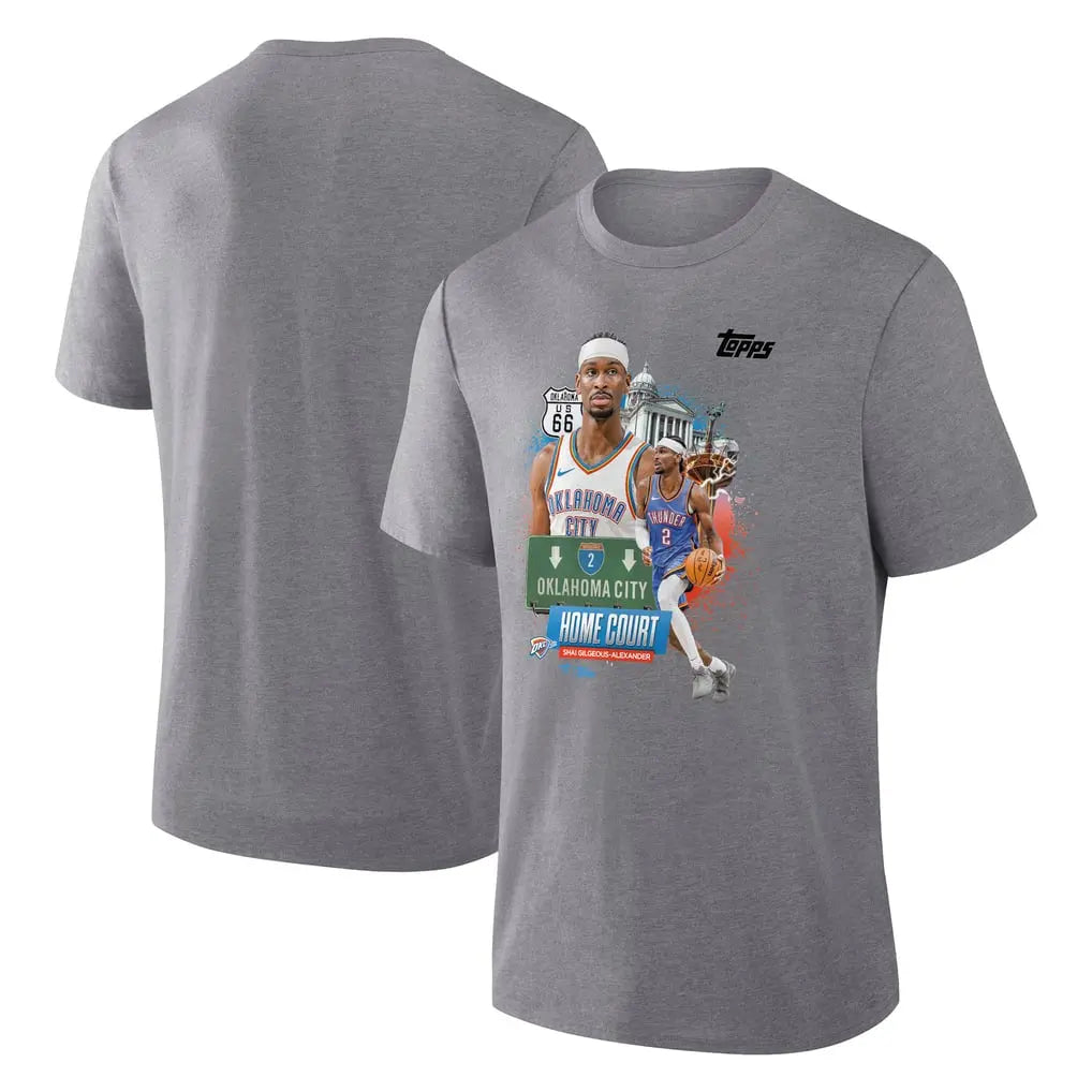 Men's Oklahoma City Thunder Shai Gilgeous-Alexander Gray Topps Home Court Tri-Blend T-Shirt 
