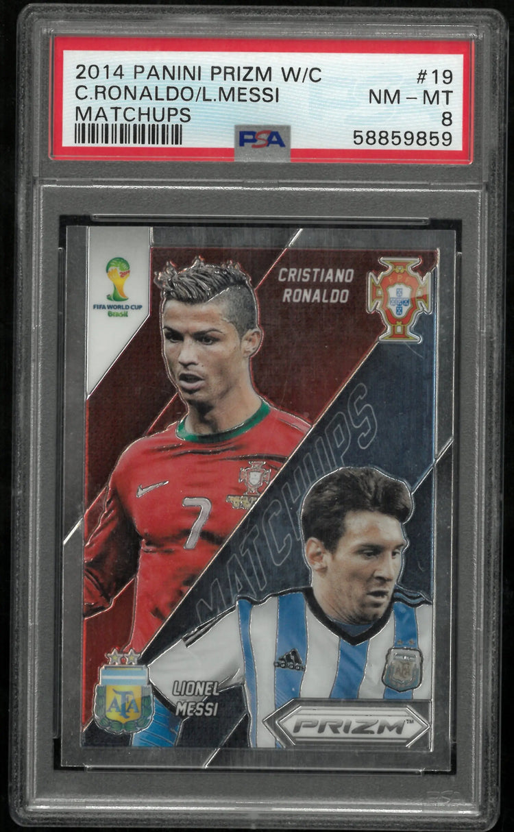 Messi Ronaldo Matchups PSA 8 2014 Panini Prizm World Cup Argentina Portugal 