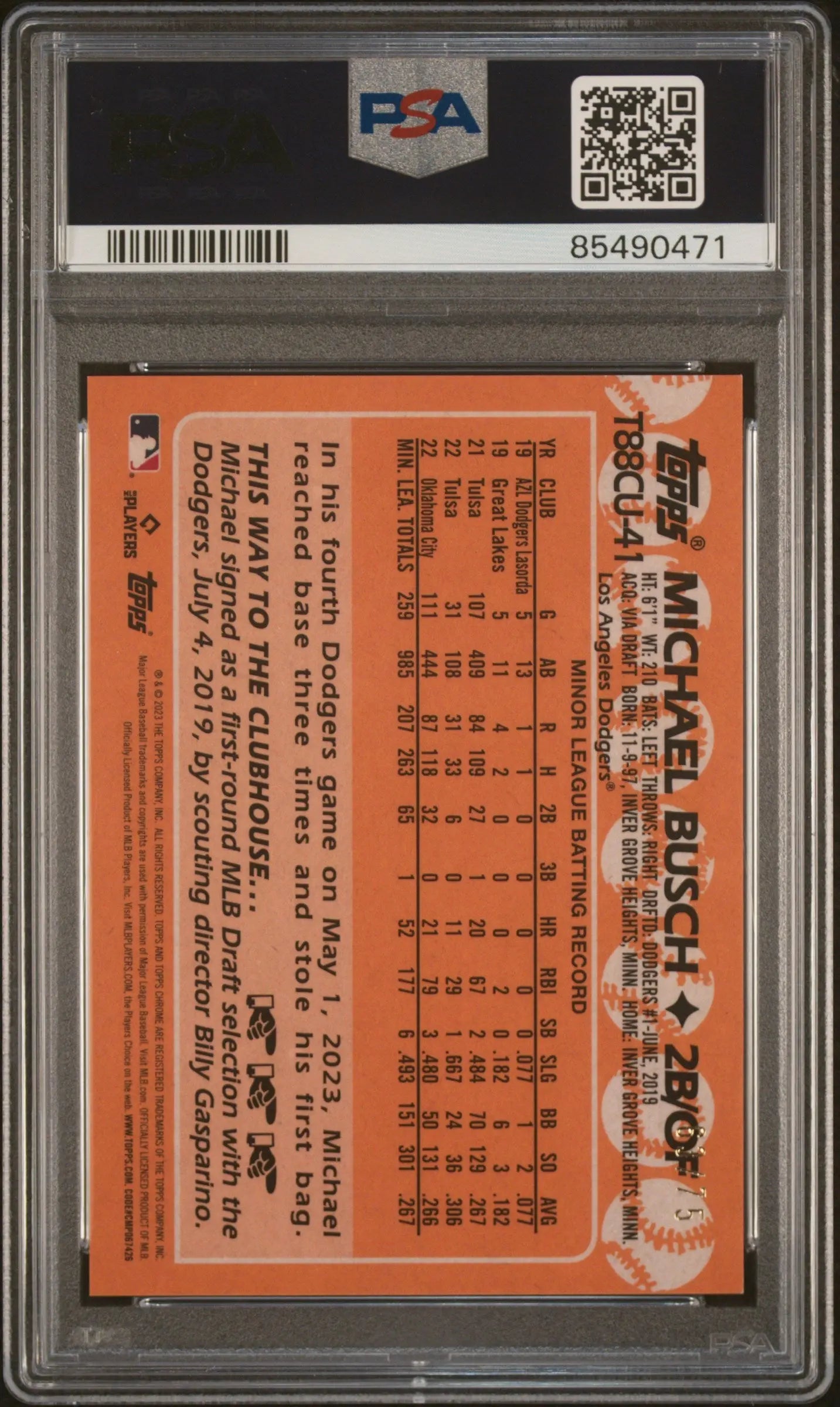 Michael Busch /75 Purple RC PSA 10 Rookie Silver Pack 2023 Topps Update 