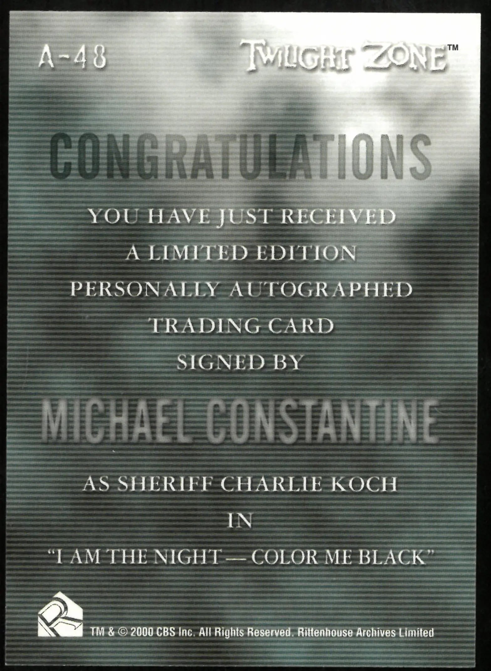 Michael Constantine as Sheriff Charlie Koch Twilight Zone Auto Autograph #A-48 